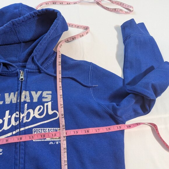 Majestic "Always October" Kansas City Royals Zippered Hoodie Size S Royal Blue - Picture 5 of 12